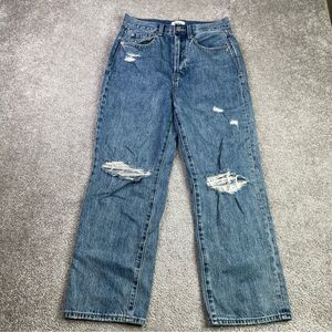 Pistola Distressed Straight Leg Jeans Womens 27 Button Fly Cropped Denim
